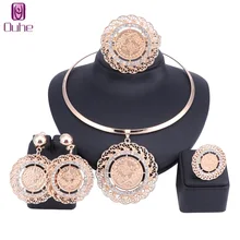 Мода Дубай Золотой Цвет Кристалл Ювелирные наборы костюм большой дизайн кулон ожерелье нигерийский для свадьбы Африканский бисер комплект ювелирных изделий