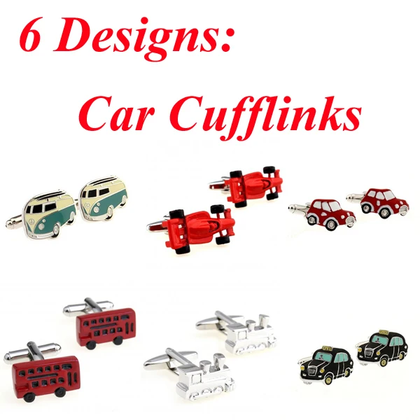 

6 Designs Car Cufflink Sports Bus Racing Mini Taxi Train Cuff Link Free Shipping