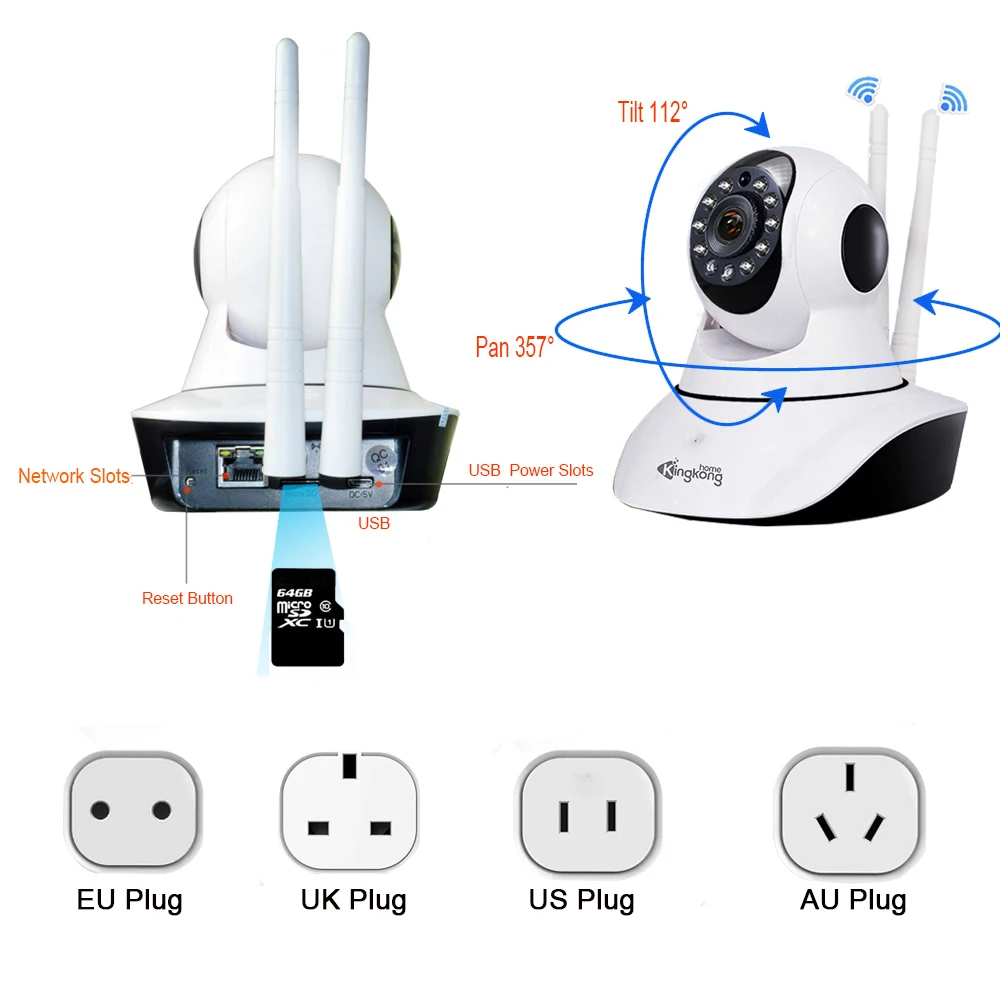 Kingkonghome 1080 P Wifi ip камера видеонаблюдения умная PTZ s Wi Fi ночное видение CCTV Аудио