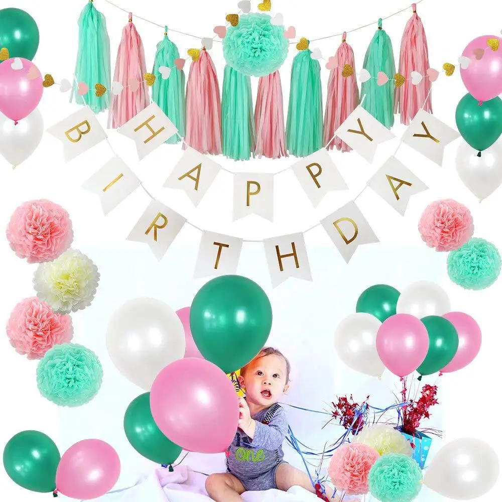 85 Pcs Tissue Paper Flowers Pom Poms Tassels DIY Paper Garland Balloons