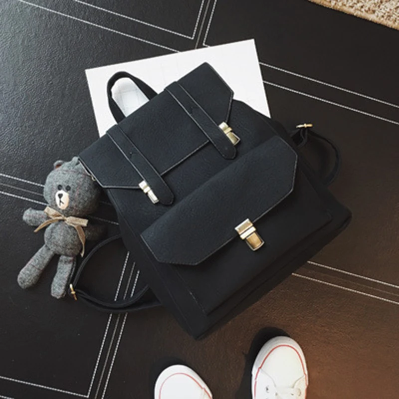 

Women Bag New Shoulder Package Korean Version Of Campus Wind Backpack Fashion Lock Soft Surface Secondary School Bags