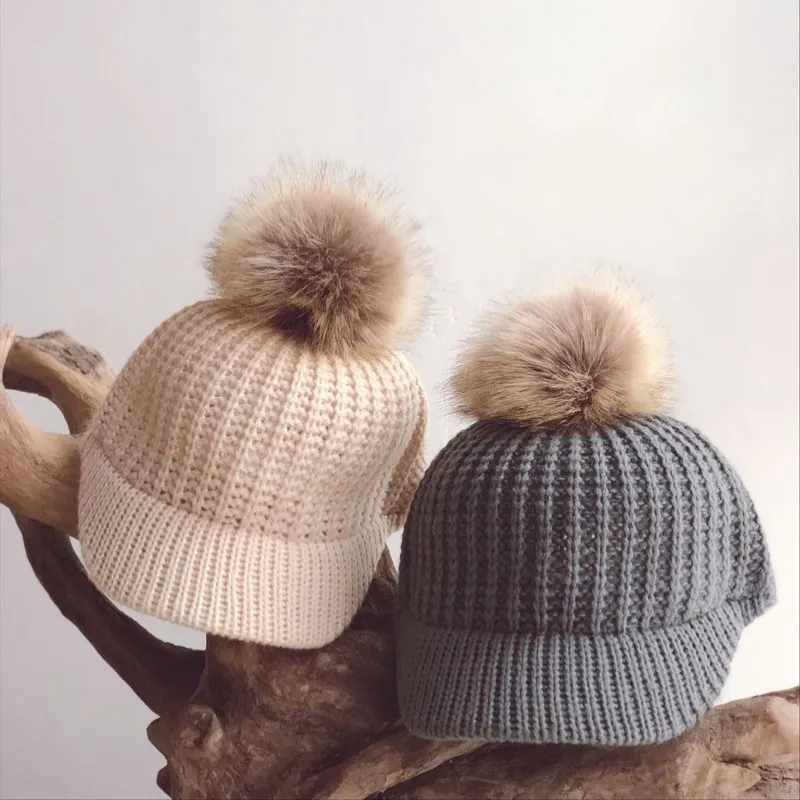 Модная вязаная шапочка для малыша, зимняя теплая шапка для От 1 до 5 лет мальчиков и девочек, детские шапочки, милая хлопковая шапка