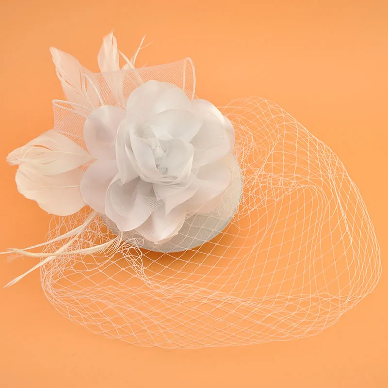 Женские шляпы с сеткой цветок клетка шляпы с сеткой Свадебные вуалетки для лица Шляпы вечерние фетровые шляпы Косплей Лолита Шляпа - Цвет: Белый