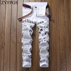 ZYFPGS 2019 Весна для мужчин Хип Хоп джинсы для женщин тонкий мужской Street печатных текст штаны с рисунком прямые модные плюс размеры Z1221