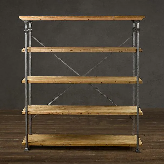american country wrought iron wood bookcase shelf retro shelf