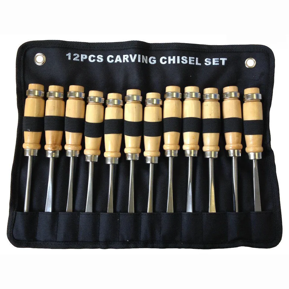 DSHA Hot Sale Wood Carving Micro Chisel & Gouge Set 12pc in Leather bag