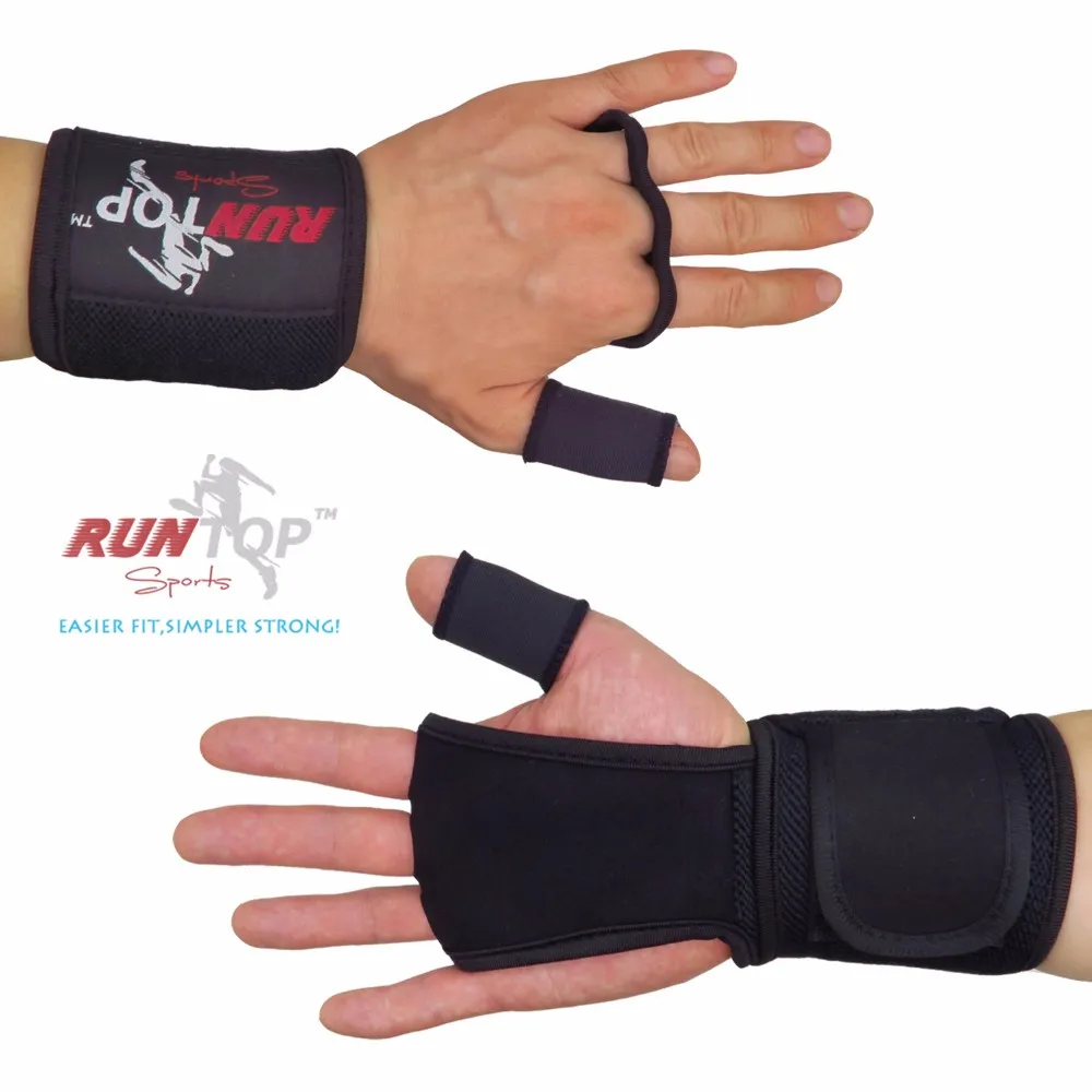 Workout Fitness GYM Weight Lifting Crossfit Glove Leather Hand Grip Pad Palm Protect Wrist Support Wrap Strap Brace Wristbands 32