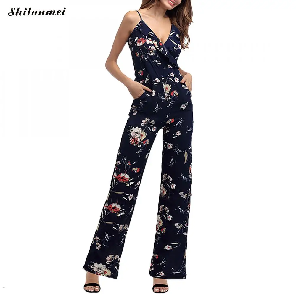 Spaghetti Strap V Neck Backless Women Jumpsuit Rompers