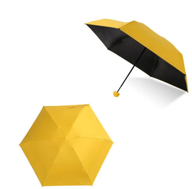 Mini Umbrella Rain Women Parasol Sunscreen Rainproof Capsule Umbrella 5 Folding Anti-Uv Windproof Portable Pocket Umbrella