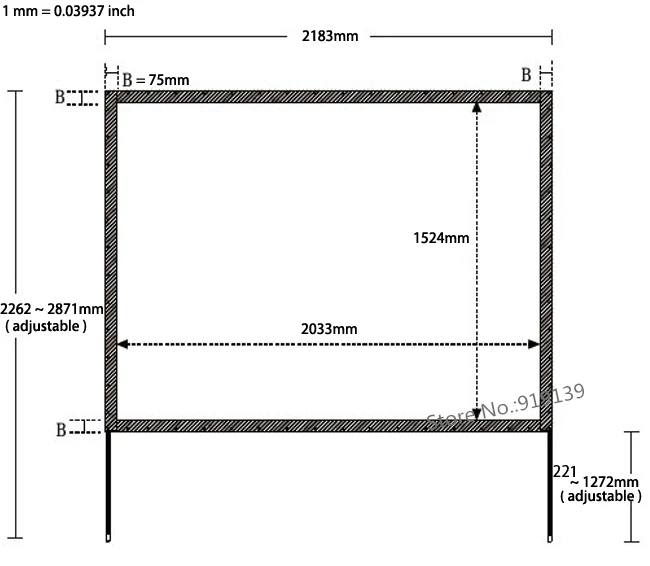 100 inch 4 to 3 fast holding projection screen dimension