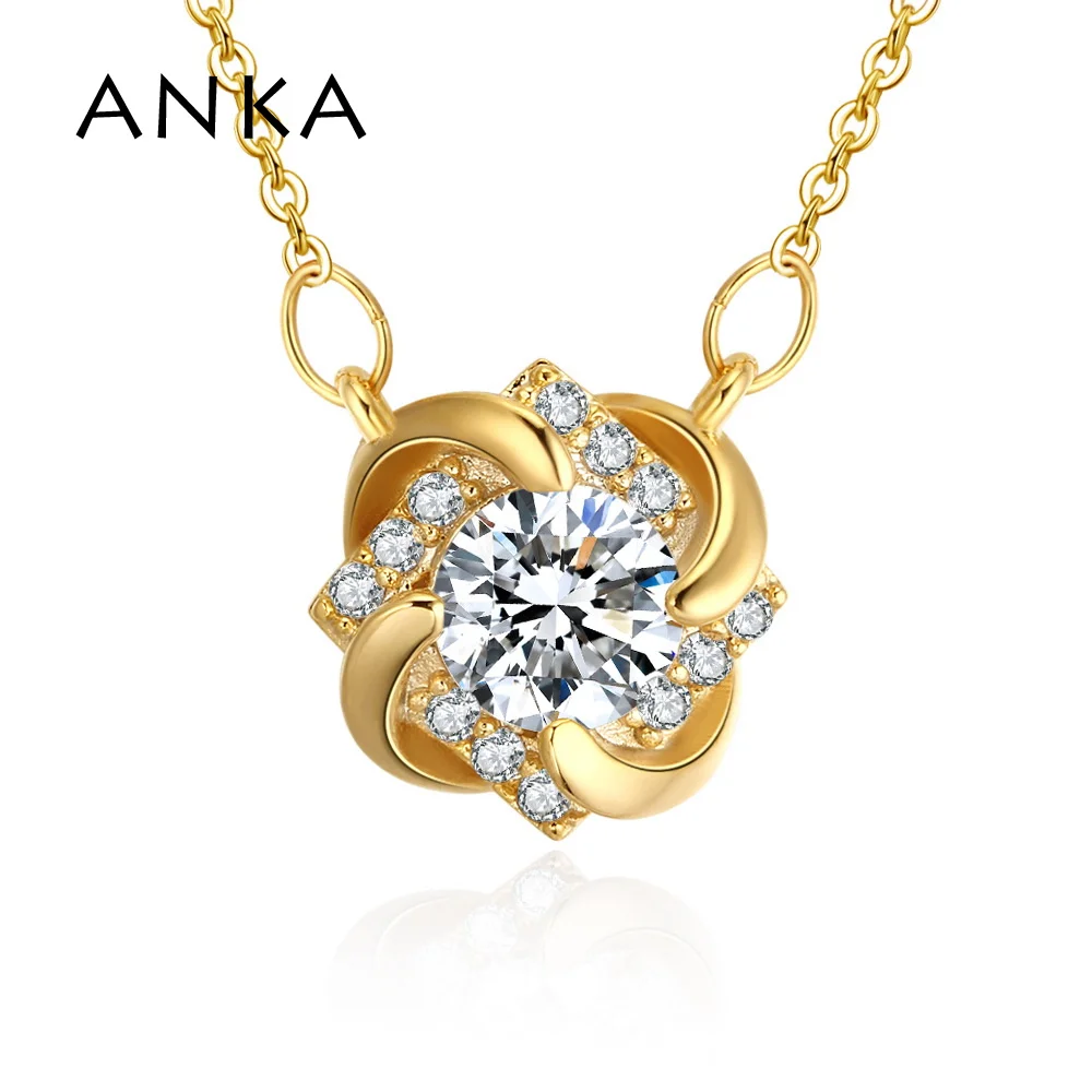 

ANKA Memory Of Love Flower Pendant Necklace With AAA Cubic Zirconia Best Necklace For Love Gift Women's Jewelry #133436