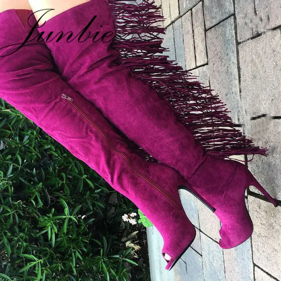 

Junbie Khaki Sexy Open Toe Gladiator Over The Knee HIgh Thigh High Boots T-Show Thin HIgh Heel Women Sandal Boots Shoes Women