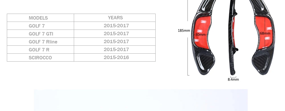 TTCR-II Углеродного Волокна Рулевое колесо удлинение лопасти Замена для VW Volkswagen GOLF 7 Golf7-GTI R MK7 Scirocco