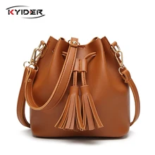 KYIDER Vintage Fashion Small Women Leather Bucket Bag Handbag Tassel Drawstring Shoulder Bag Messenger Crossbody Bags Purses KYIDER Vintage Fashion Small Women Leather Bucket Bag Handbag Tassel Drawstring Shoulder Bag Messenger Crossbody Bags Purses