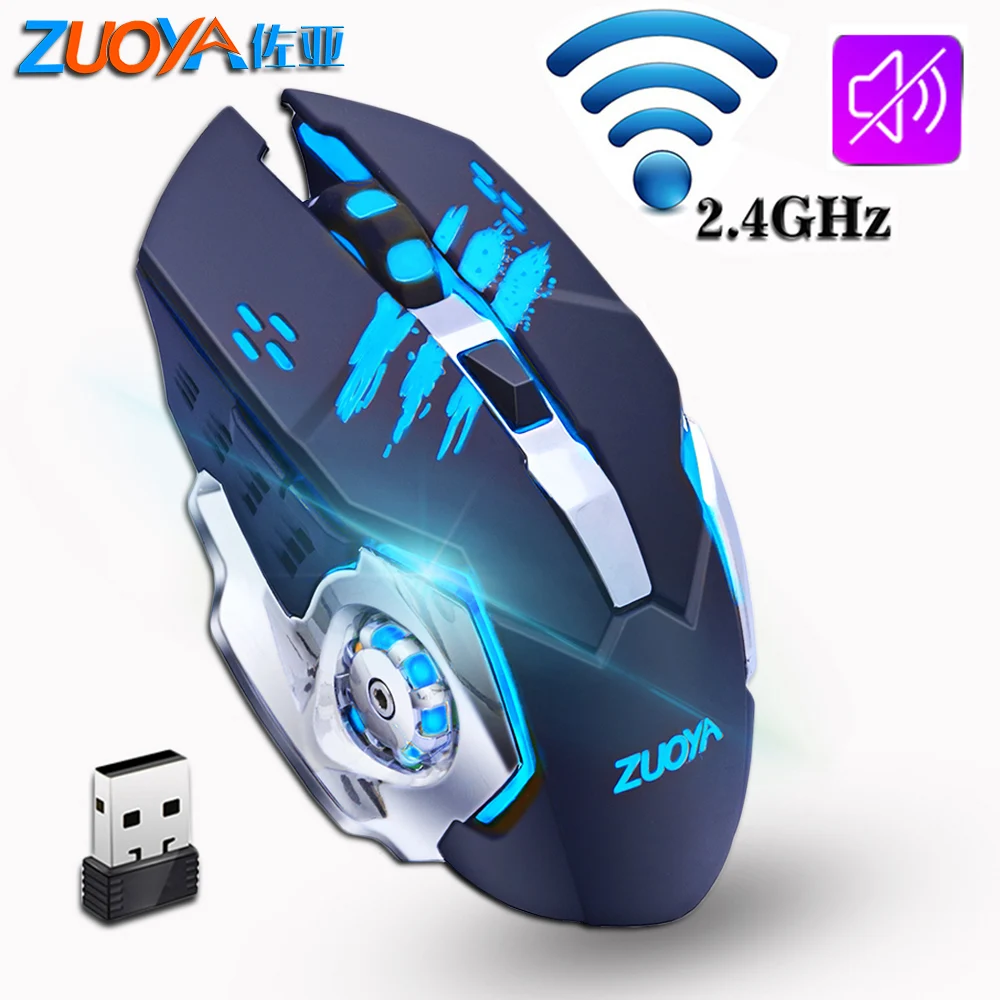 

ZUOYA Gaming Wireless Mouse 2.4GHz 2000DPI Silent Rechargeable Wireless Mice Backlight USB Optical Game Mouse For PC Laptop