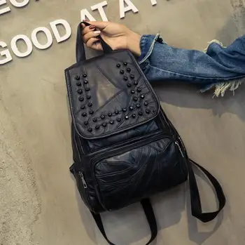 

x-online 051317 new hot lady fashion rivet travel backpack