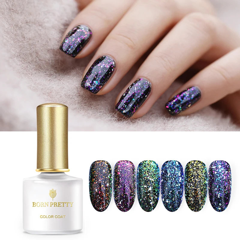 

BORN PRETTY 6ml Holo Sequins Gel Polish Soak Off UV Gel Chameleon Nail Art Design Manicure Gel Polish Varnish