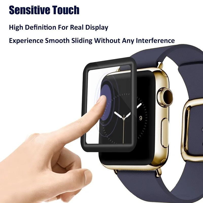 100PCS 3D Full Screen Glue Tempered Glass For Apple Watch Series 1/2/3/4 38mm 42mm 40mm 44mm Screen Protector Protective Film