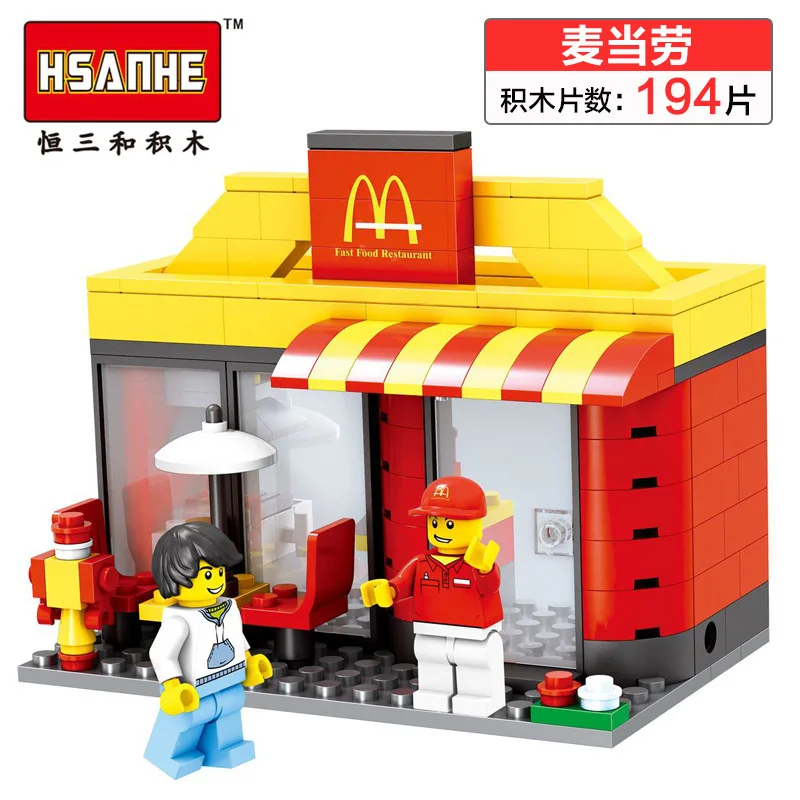 

Street View Series Shop Fast Food Store With Waiter 188PCS Building Kit Blocks Kids Toys Gift