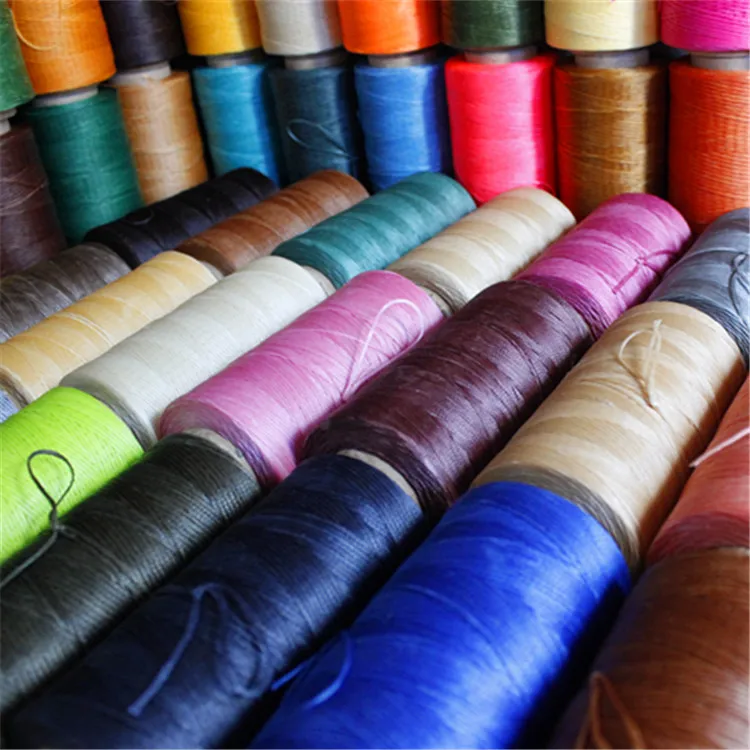 

Excellent quality wholesale 210D polyester waxed color thread leather stitching thread 1mm width 180m long flat wax thread