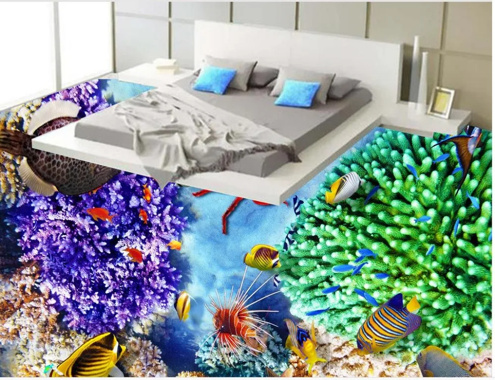 3d обои для ванной пол пляж фотообои настенные напольные ПВХ водонепроницаемые