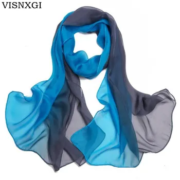 

2018 Hot Selling Wraps Women Scarf Fashion Tie-dye Patchwork Gradual Colors Chiffon Georgette Silk Plants Shawl Flowers Scarves
