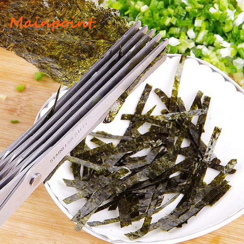 

5 Layers Blade Scallion Scissors Multifunctional Kitchen Shredded Knives Fruit Vegetable Cut Herb Spices Cooking Hand Tools