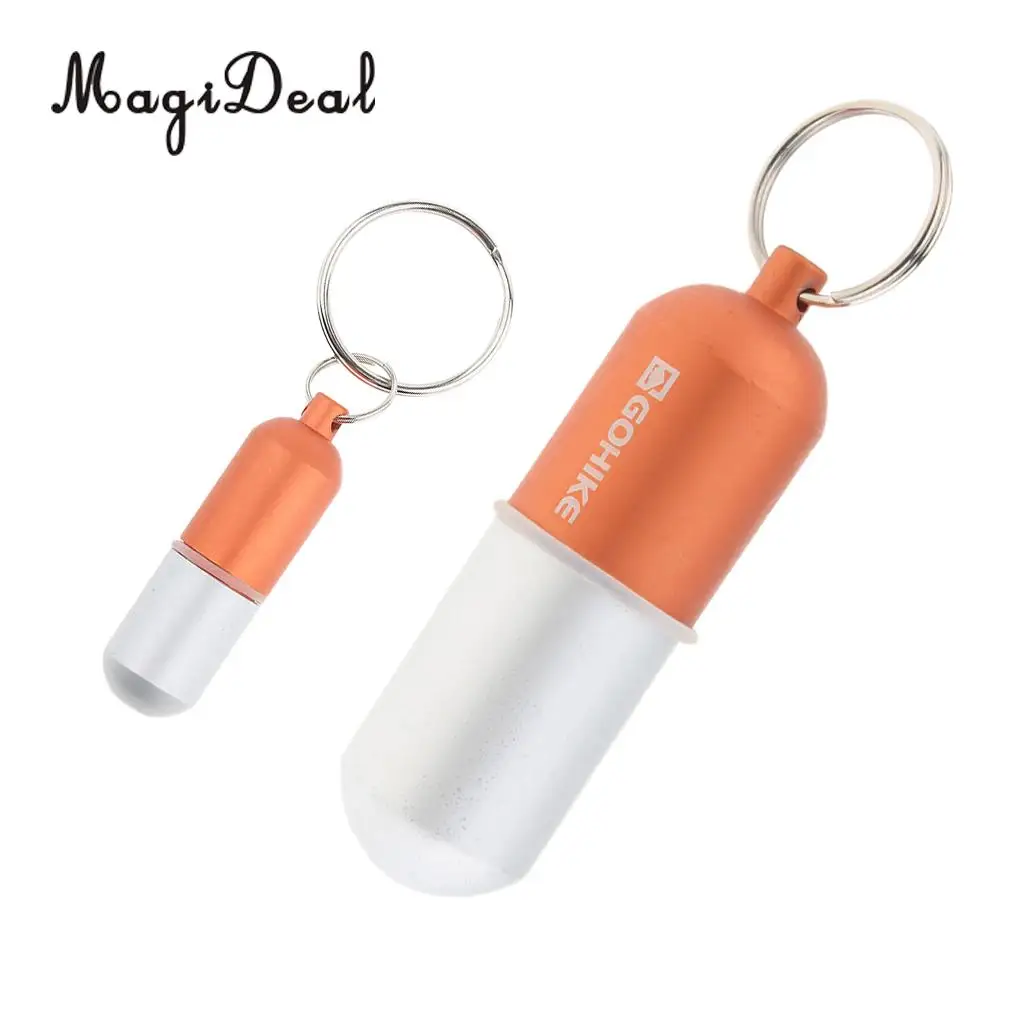 2pcs Waterproof Aluminium Emergency Pill Money Keyring Container Holder Case
