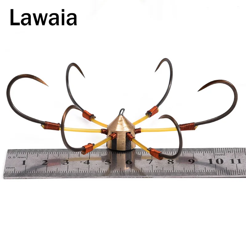 Lawaia Fishing Hooks Hexagon Side Anchors Hook Blade High Carbon Steel Lead Pendant Copper Pendant Strong Tough Sharp Crab Hooks