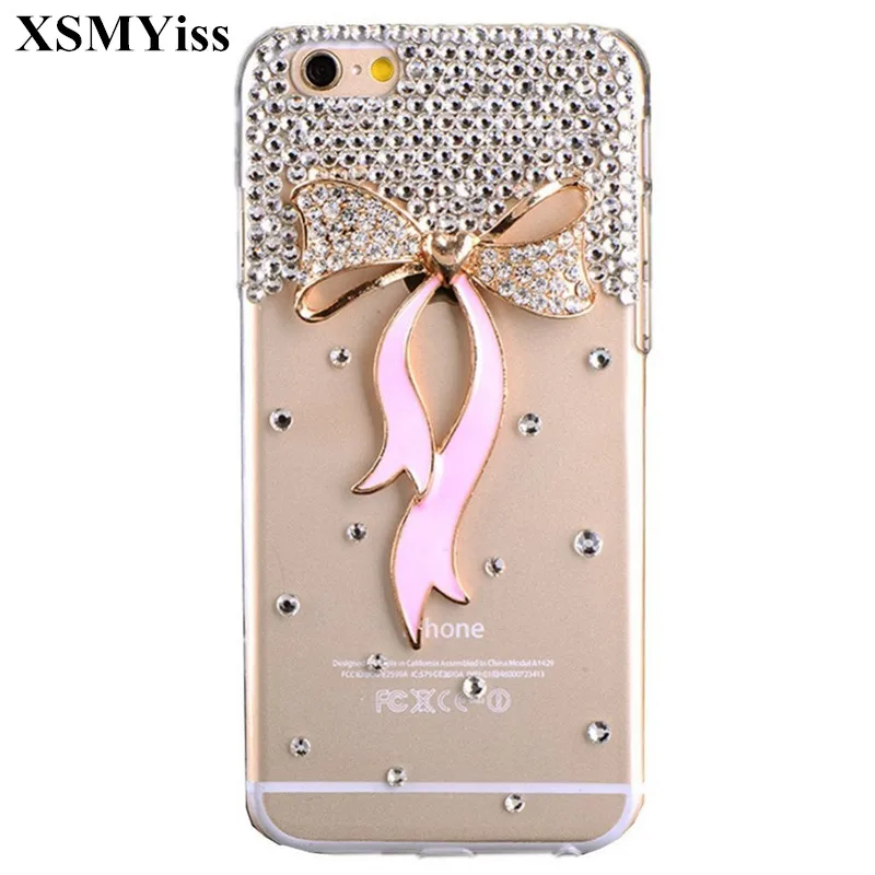 XSMYiss Fashion Handmade Bling Glitter Rhinestone Ribbon Clear Soft TPU Phone Case For iPhone X