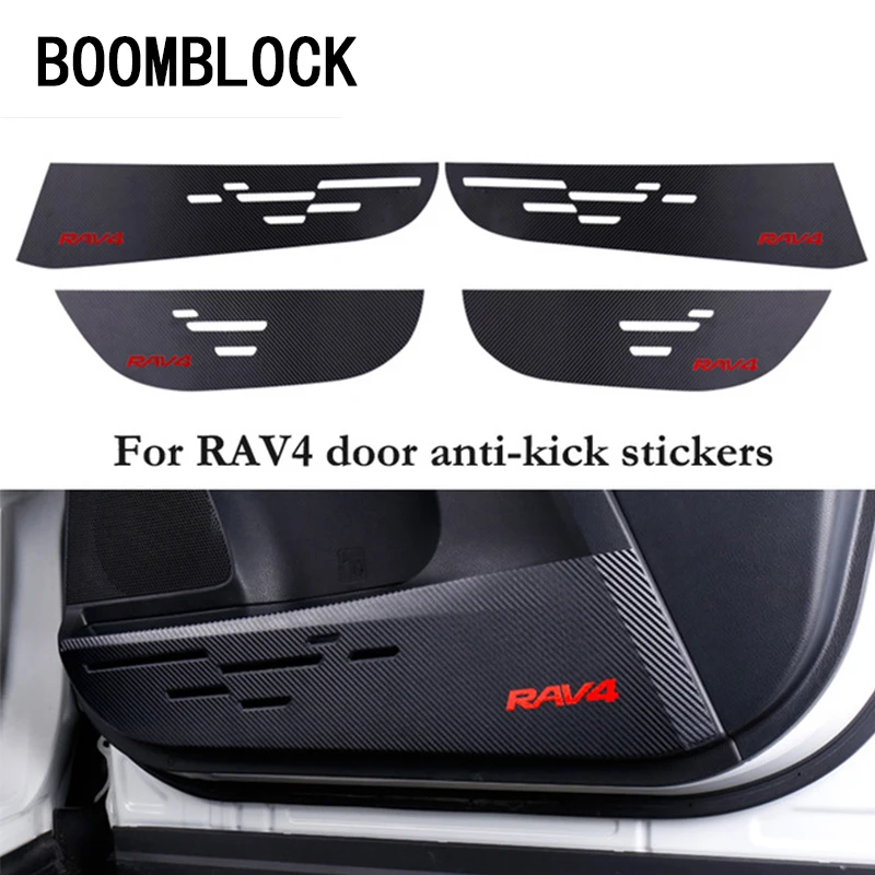 

Car Stickers 4pcs door anti kick pad dustproof carbon fiber Car-styling for Toyota RAV4 Corolla 2015 2016 Door Accessories