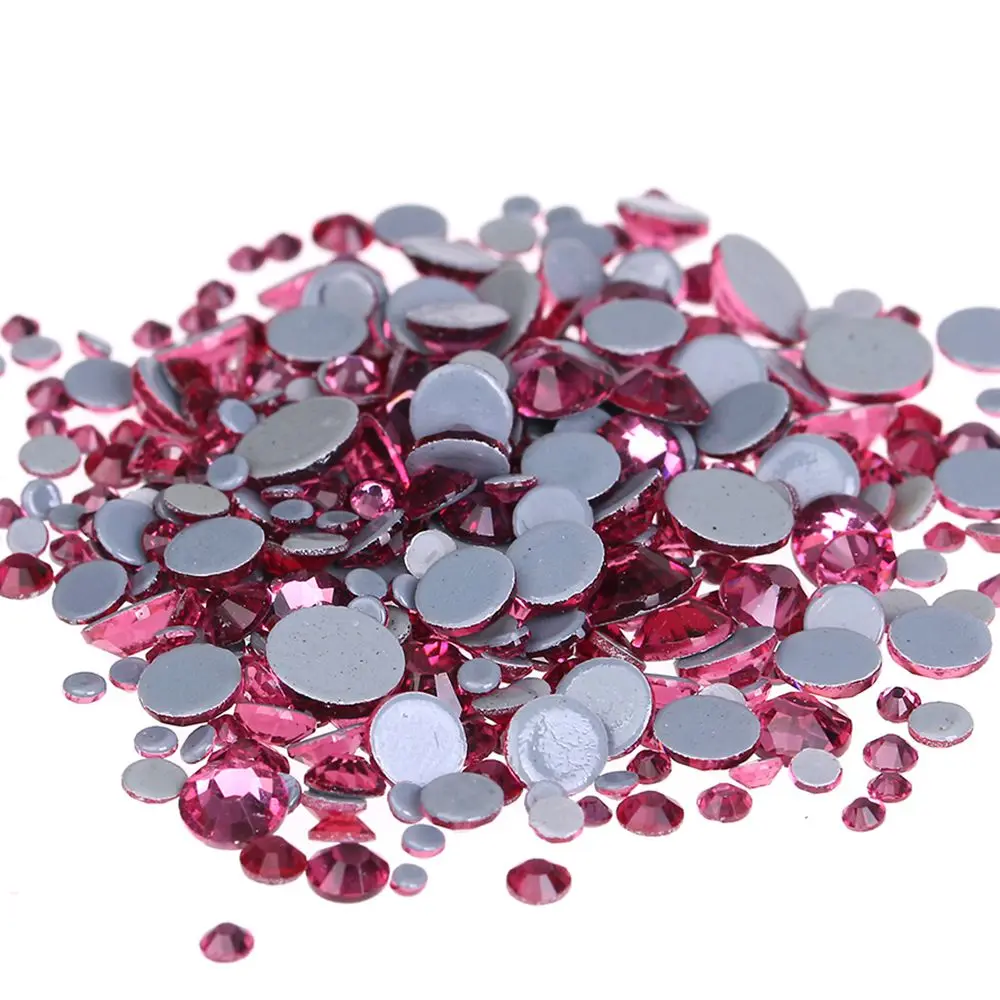 ROSE Color Hotfix Strass Rhinestones Flatback Glue Backing Iron On