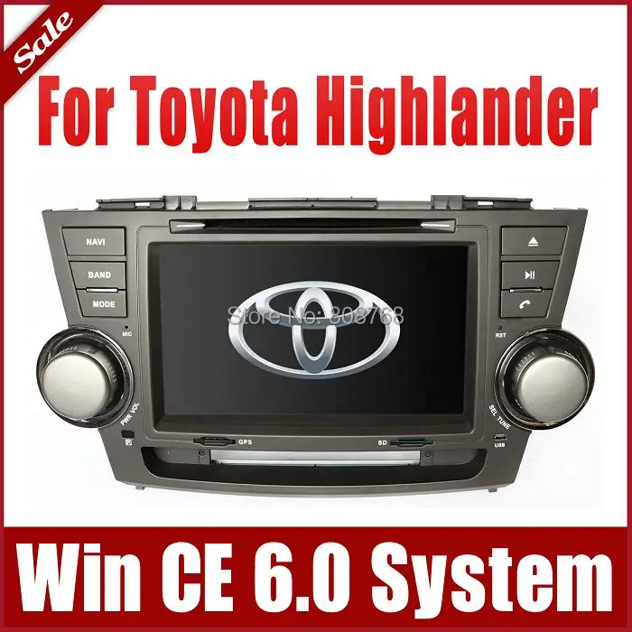 8" 2 Din Car DVD Player for Toyota Highlander 2008 2013 with GPS