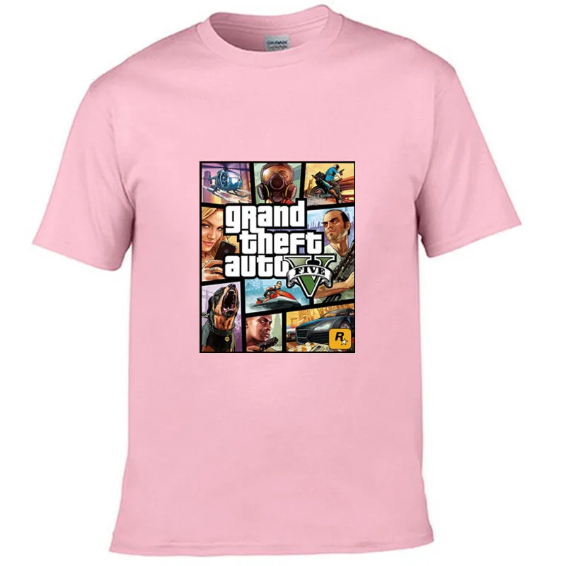 pink Grand Theft Auto V Gta 5 Футболка дышащая быстросохнущая топ модная брендовая футболка мужские хлопковые топы тройники - Цвет: pink