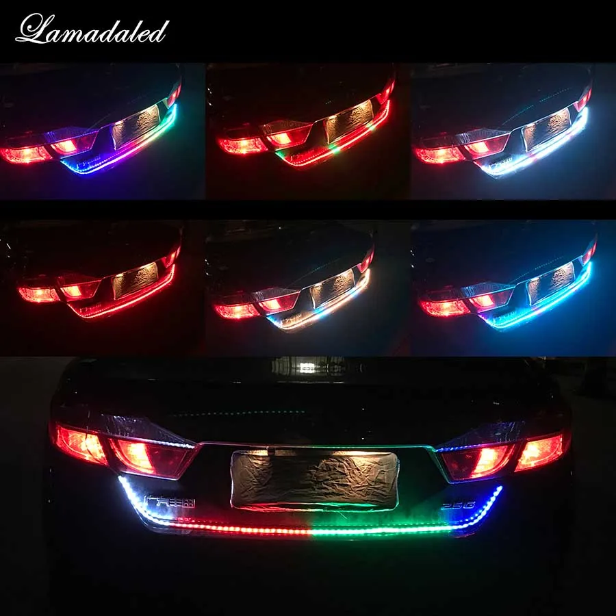 

Car Styling 120cm 150cm RGB flowing LED Strip trunk light for car trunk dynamic blinkers Rear Warning Lamp Turn Signal Lights
