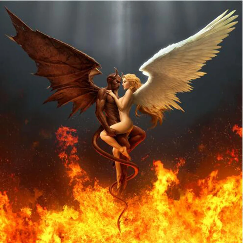 

Full Square Diamond 5D DIY Diamond Painting "Angel devil" 3D Embroidery Cross Stitch Mosaic Painting Home Decor TT162