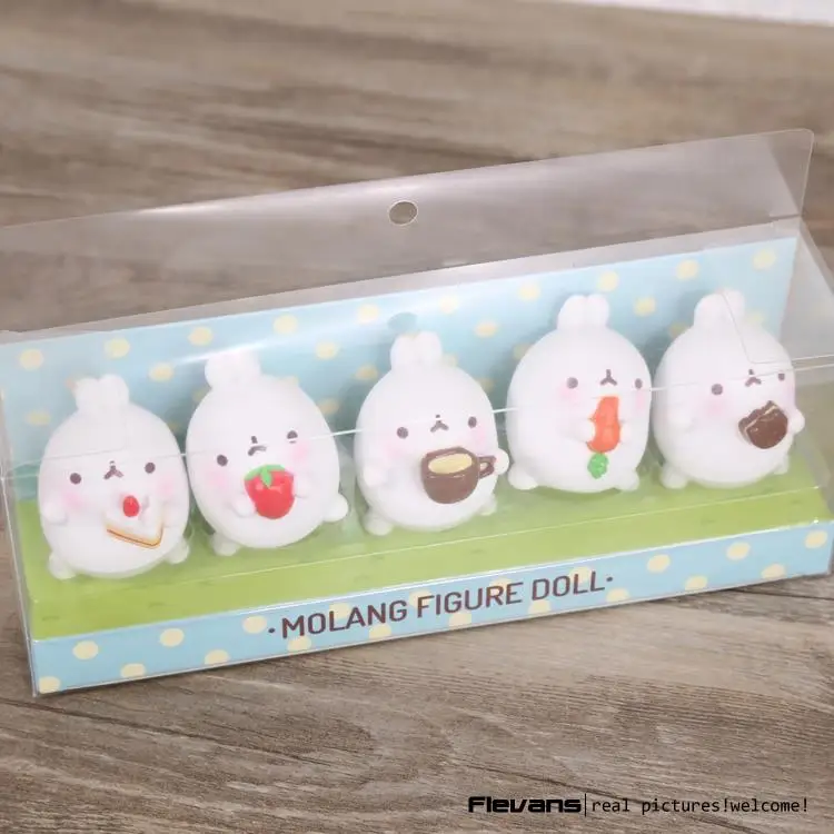 Милые Molang кролик ПВХ Фигурки Модель игрушки куклы-подвески детские игрушки Gifrs подарки 5 см 5 шт./компл. 2 стиля OTFG194 - Цвет: A