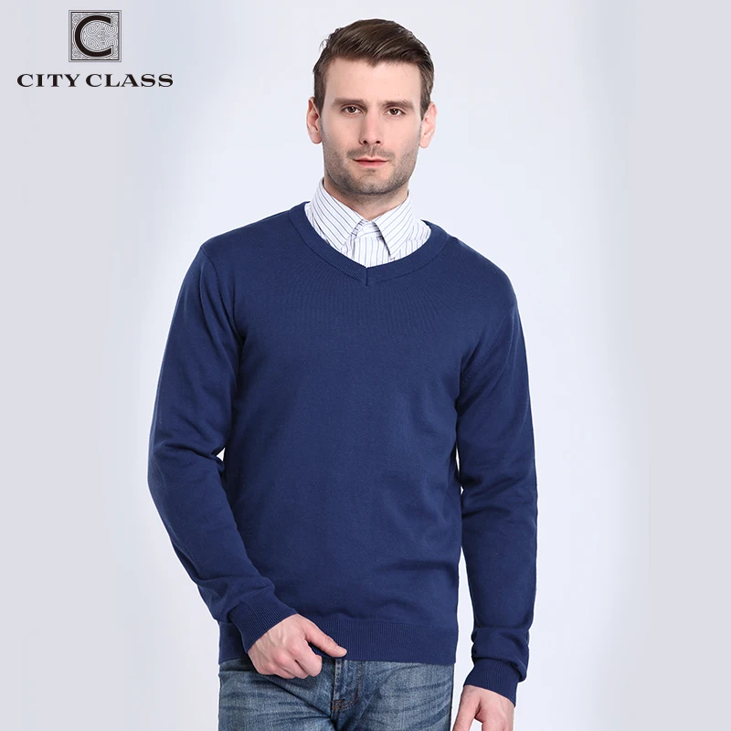 CITY CLASS 2017 Mens V neck Sweaters Spring Autumn Solid