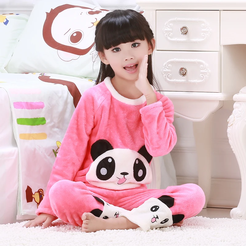 Зимняя детская флисовая Пижама теплая Фланелевая для девочек модные детские