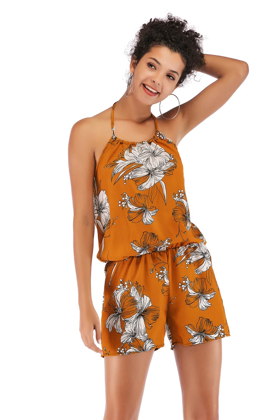 Gladiolus Bohemian Romper Women Sleeveless Halter Backless Sexy Floral Print Rompers Womens Jumpsuit 2019 Sexy Ladies Playsuit (18)