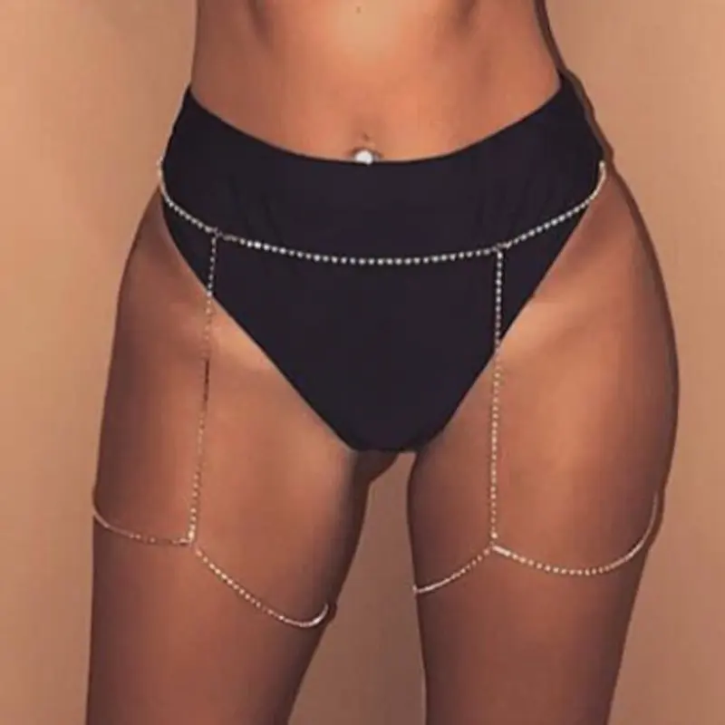 

New Fashion Crystal Leg Chain Sexy Body Jewelry Geometric Club Night Rock Waist Chain for Women Rhinestone Anklet Chains