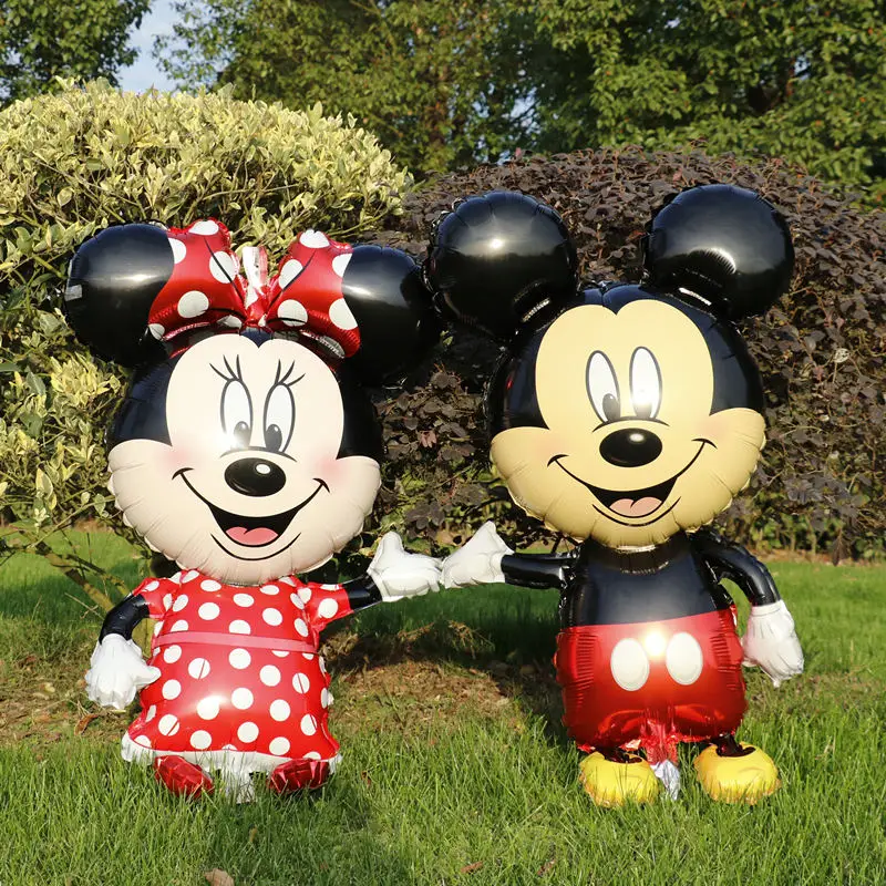 Large Mickey Minnie Mouse Foil Balloons Red Bowknot Birthday Party