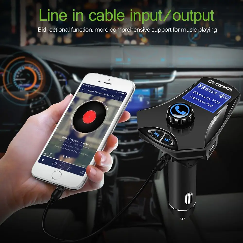 M7S автомобильный Bluetooth комплект MP3-плеер fm-передатчик USB зарядное устройство