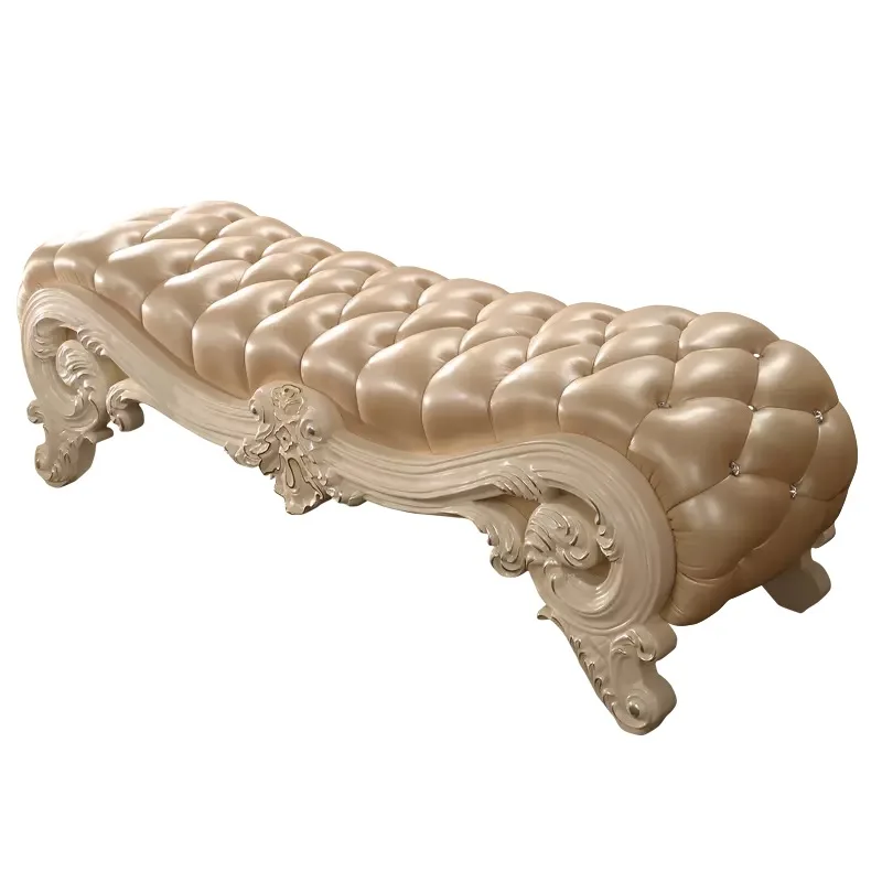 الحديثة العتيقة الطراز الأوروبي أثاث غرفة نوم الصلبة الخشب نحت جلدية مقاعد البدلاء نهاية السرير البراز الحديثة العتيقة الطراز الأوروبي أثاث غرفة نوم الصلبة الخشب نحت جلدية مقاعد البدلاء نهاية السرير البراز