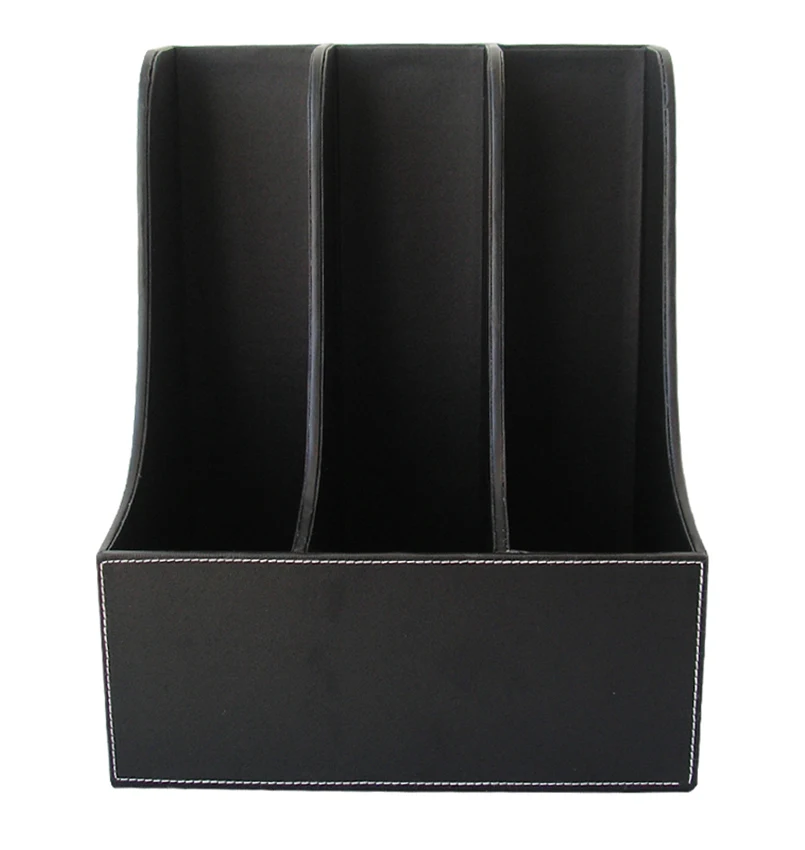 Scroll edge 3 Slot Office Desktop File Box Organizer Case Filing Stand