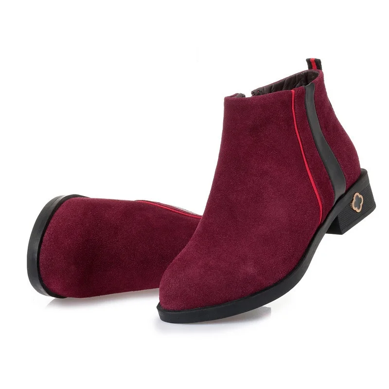 Mujeres 2018 Botines Red Nuevas Otoño wine Ue Manera Genuino 42 Alishinrey army Invierno Madre De Cuero 25 La Green Señoras Sólido Lana Tamaño E Black vXSdIqw