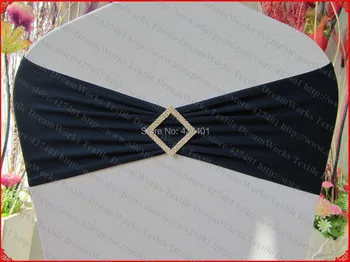 

NO.13 Navy Blue Single Layer Spandex/Lycra/Expand Bands/Covers&Rhombic Diamond Buckle&Pin For Wedding Party Banquet Decorations