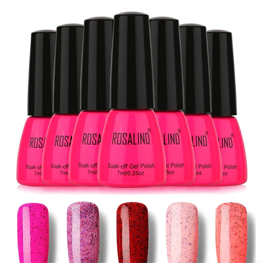 ROSALIND Rose Bottle 7ML Candy Bling D01-24 Gel Nail Polish Art UV LED Soak-Off Varnish Manicure Glue | Красота и здоровье
