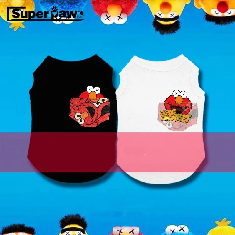 

Tide Brand Sesame Street Summer T-shirt Corgi Schnauzer Vest Pet Clothes Dogs Pets Clothing Cat Dog Apparel Pug Costume GZC21