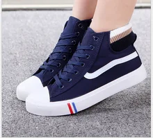 2016 Fashion high help female canvas shoes Students with athleticss shoes Ms flat board shoes 39-44
